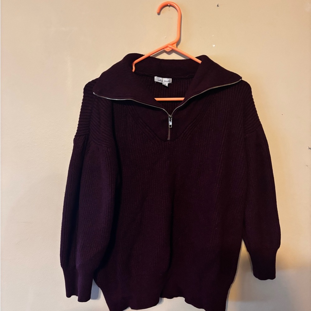 White Birch Deep Burgundy Cowl Neck Sweater